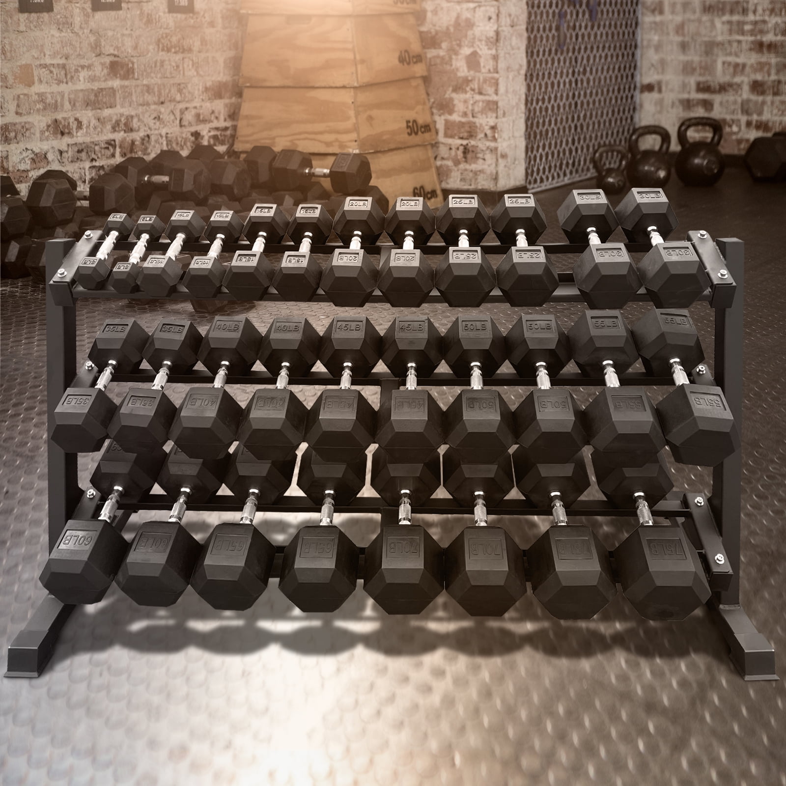 5–75 lbs Dumbbells Weight Set (15 Pairs) with Weight Storage Rack, 1200 lbs Hex Dumbbell Sets, Gyms Weights Dumbbells Sets with Rack, Weight Set for Home Gym, Strength Training