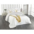 thumbnail image 2 of Ambesonne Black White Quilted Coverlet 3 Pcs, Template Solo Vibes, Queen Size, Yellow Black White, 2 of 4