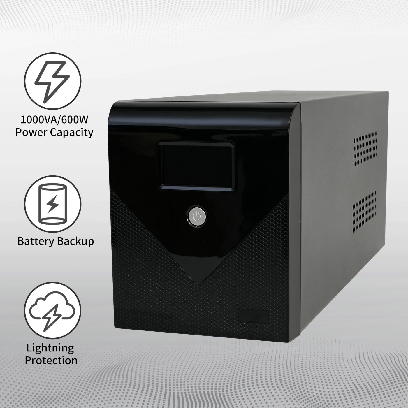 Backup UPS Power Supply 1500VA 900W Battery Backup Power with 4 Outlets and LCD Display, Suitable for Home and Office