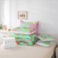 thumbnail image 6 of jejeloiu Abstract Leopard Print 7pcs Bedding Comforter Set,Country Farmhouse Lodge Queen Bedding Sets,Green Pink Ombre Queen Sheet Sets For Girl,Microfiber Bedroom Decor Reversible, 6 of 8