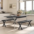 thumbnail image 2 of 54" Metal Outdoor Backless Bench, Heavy-Duty 2-Person Patio Dining Bench with Slatted Seat & X Legs, Outside Bench for Yard, Garden, Porch, 800 LBS Max Load, 2 of 9