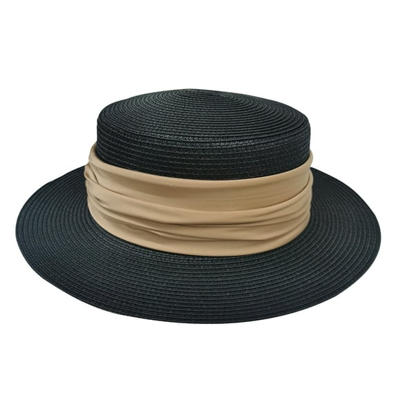 lanema Sun Hat Wide Brim Fashionable Beach Summer Hat for Women Flat Top Straw Hat