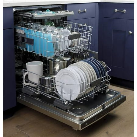 GE - Top Control Built-In Dishwasher with Stainless Steel Tub, 48dBA - Stainless steel