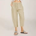 thumbnail image 2 of Women High Waisted Wide Leg Pants - Drawstring Elastic Trousers, Comfy with Pockets, Polyester, Fashionable Long Pants, 2 of 5