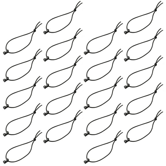 unbranded  30 Pcs Outdoor Ribbon Clip Elastic Rope Buckle Bungee Cord Lifting Straps Black
