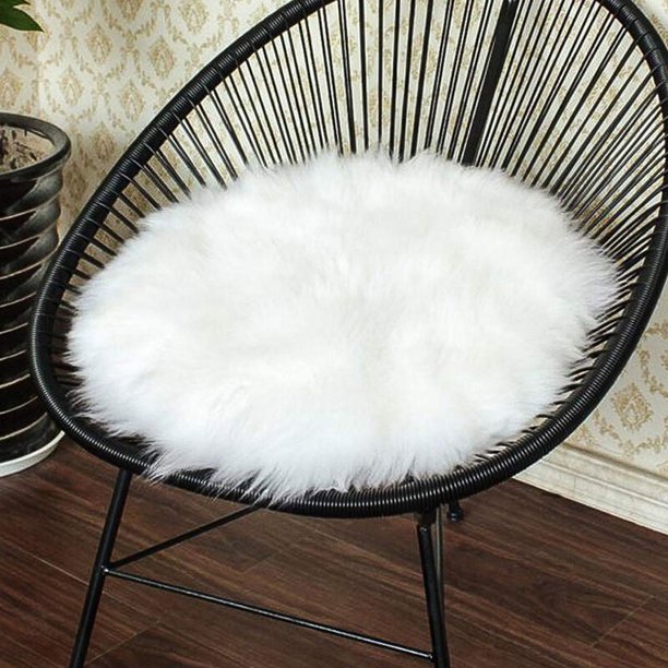 Funda de lana esponjosa versátil, respaldo de cuero antideslizante, alfombra de oveja totalmente natural para funda de silla, alfombra suave para dormitorio y sala de estar, tacto lujoso, cálido y