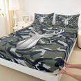 thumbnail image 3 of Homewish Animal Deer 3pcs Twin Sheet Sets For Children Teens,Abstract Camo Twin Fitted Sheet,Geometric Camouflage Breathable Flat Sheet,Breathable Home Decor, 3 of 7