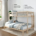 thumbnail image 2 of Now Furniture Wooden Twin XL over Queen Bunk Bed for Kids, Textured Natural, 2 of 8