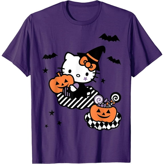 Hello Kitty Trick or Treat Halloween DTG Print Unisex T-Shirt