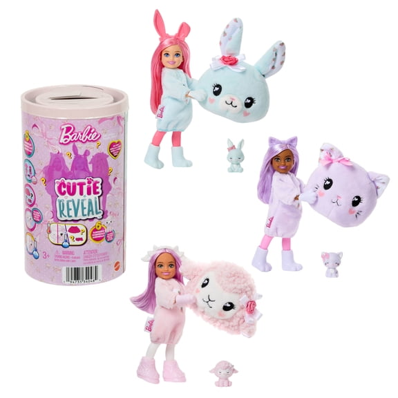 Barbie Cutie Reveal Cuddly Series Chelsea Small Dolls & Accessories, 6 Surprises (Styles May Vary)