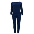 thumbnail image 3 of YWDJ Cute Pants for Women Trendy Women Tracksuits Sportswear Long Sleeve Pullover Trousers Casual Suit Blue S, 3 of 7