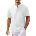 thumbnail image 2 of Miluxas Men's Henley Shirts Short Sleeve Casual Button Up Basic Pocket Tee Shirts White XL(XL), 2 of 9