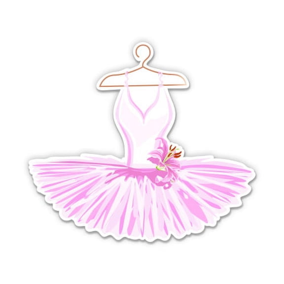 Ballerina Tutu Cute Ballet Dress - 3" Vinyl Sticker - For Car Laptop I-Pad Phone Helmet Hard Hat - Waterproof Decal