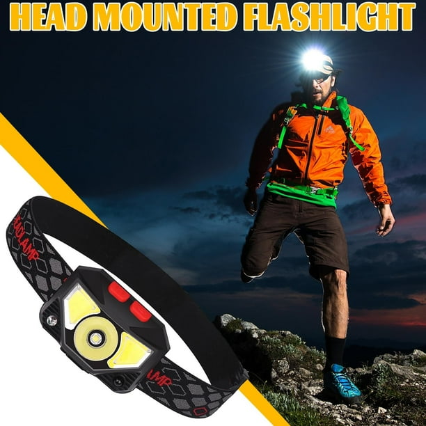 Linterna frontal LED recargable XPG+COB con luz roja y blanca | 6 modos: fuerte, débil e intermitente | Carga USB y batería integrada para camping, senderismo y emergencias