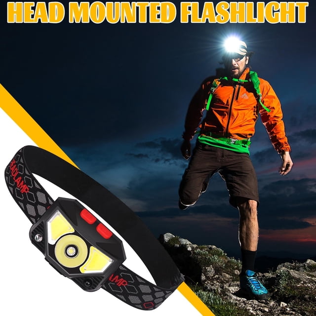 Xihbxyly Linterna Frontal Led Xpg Cob, Batería Recargable Integrada, 6 Modos de Luz, Control de Brillo Por Inducción, Carga Usb, Material Abs Ligero, Ideal para Senderismo y Acampada Al Aire Libre, T