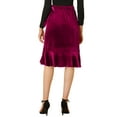 thumbnail image 4 of Allegra K Women's Split Ruffle Trim Tie Velvet Knee Length Wrap Asymmetrical Skirt, 4 of 6