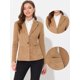 thumbnail image 2 of Chaqueta de oficina de trabajo de manga larga con cuello de solapa y ante sintético para mujer Caqui claro XS, 2 of 4