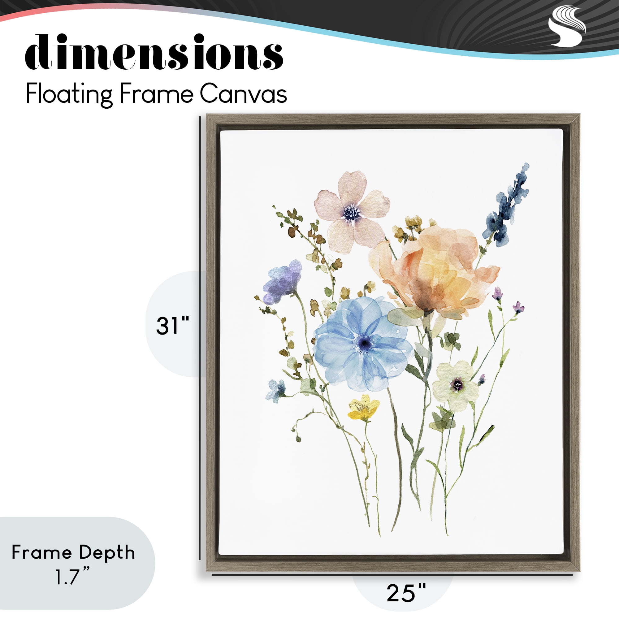 Stupell Industries Wildflower Sprig Bundle Brown Framed Floater Canvas Wall Art, design by Livi Finn
