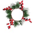 thumbnail image 4 of Anillo de vela navideña, corona navideña artificial, decoración colgante para puerta navideña, corona navideña para puerta para Navidad, exterior, 4 of 8