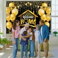 thumbnail image 3 of Welcome Home Backdrop Banner Black and Gold Welcome Homecoming Decorations,Glitter Welcome Back Home Backdrops Gold Balloons Photo Background for Family Reunion Military Returning Party Supplies, 3 of 4