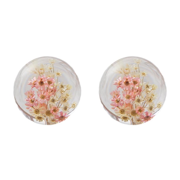 Cateissary Exquisita bola de cristal de flores, regalo para cualquier ocasión, bola de ensueño decorativa, Margarita de resina fácilmente Margarita roja blanca 7cm 2Conjunto