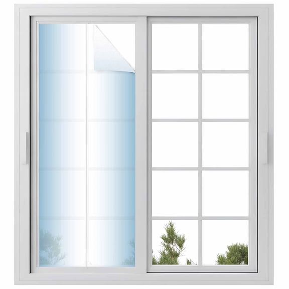 Blue Ombre Window Privacy Film, Blue White Gradient Modern Abstract Art Static Cling UV Sun Blocking Heat Control Window Tint Day and Night, Non-Adhesive One Way Windows Privacy Cover 29.5''x78.7''