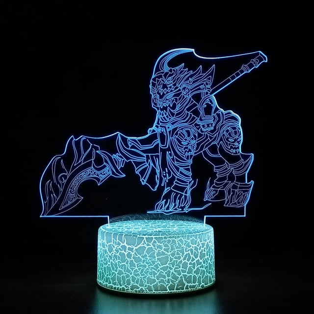 Luz nocturna LED 3D Lols Hecarims que cambia de color para niños