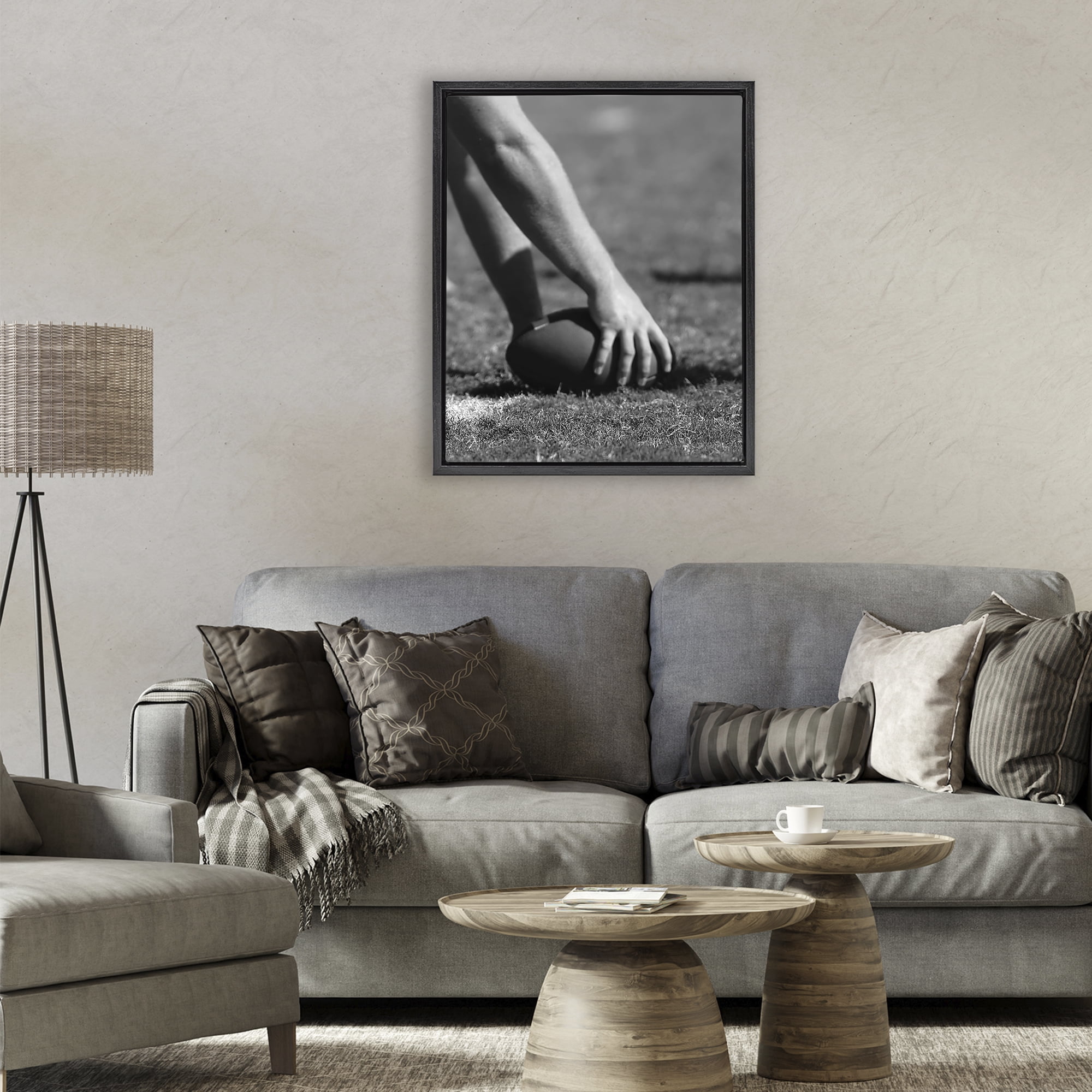Stupell Industries Football Hike in Action Black Framed Floater Canvas Wall Art, design by Marcus Prime