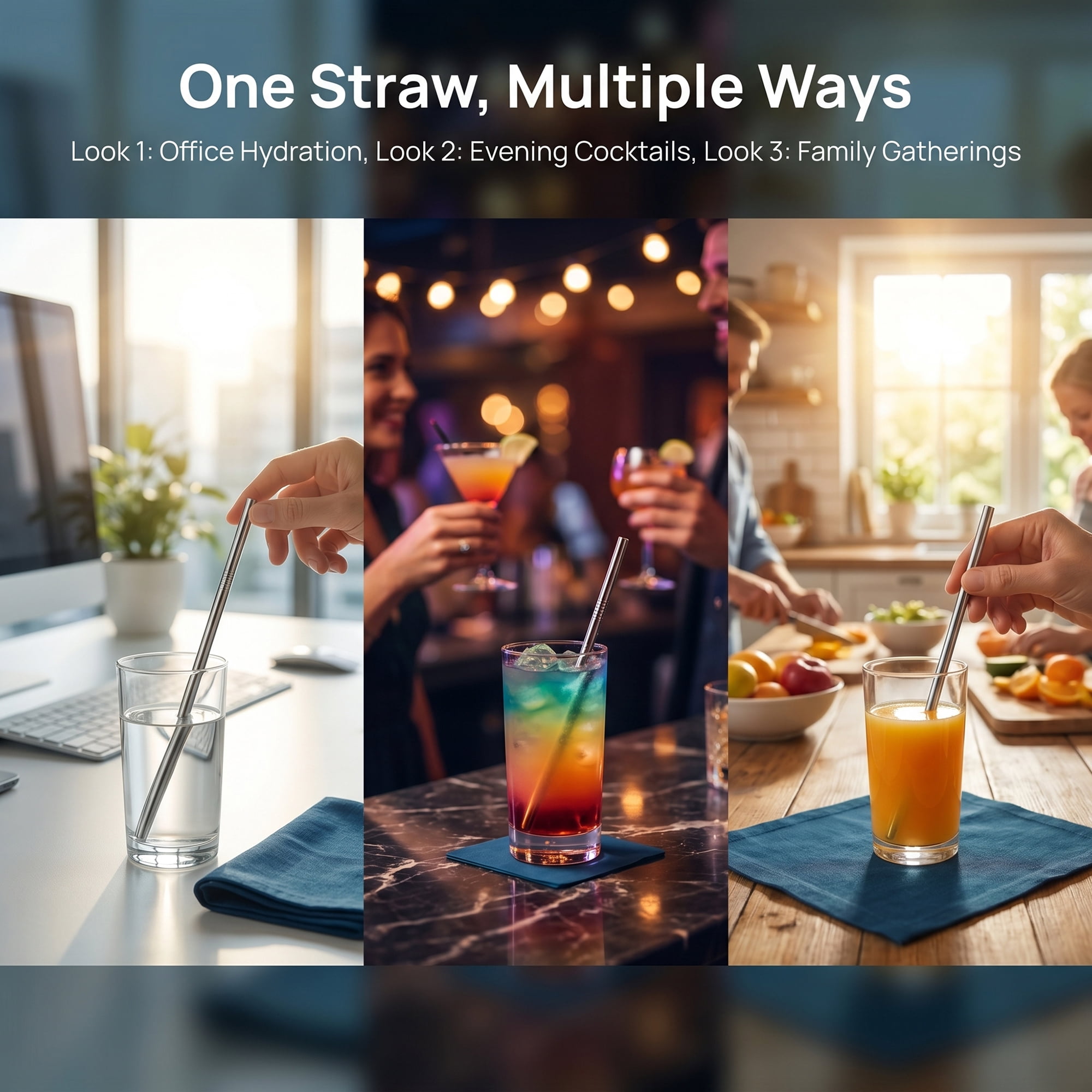 Unique Bargains 10Pcs Reusable Stainless Steel Dishwasher Safe Straws Silver A
