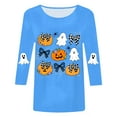 thumbnail image 6 of YDFCWXW Halloween Shirts for Women 3/4 Sleeve Crew Neck Tops Pumpkin/Ghost Prints Loose Fit Casual T-Shirts Blouses (Blue, S), 6 of 6