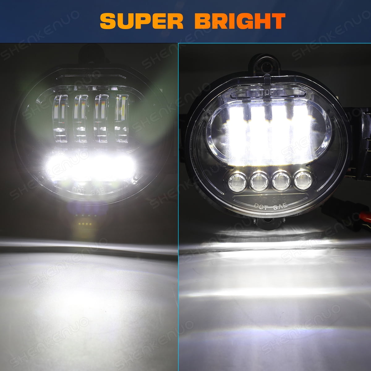 LED Fog Lights Lamps Replacement for 2002-2008 Dodge Ram 1500 2003-2009 Ram 2500, 1 Pair Black Dodge Ram Fog Lights
