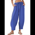 thumbnail image 1 of Pantalones Rectos Holgados e Informales de Algodón y , Color Azul , Talla S, 1 of 5