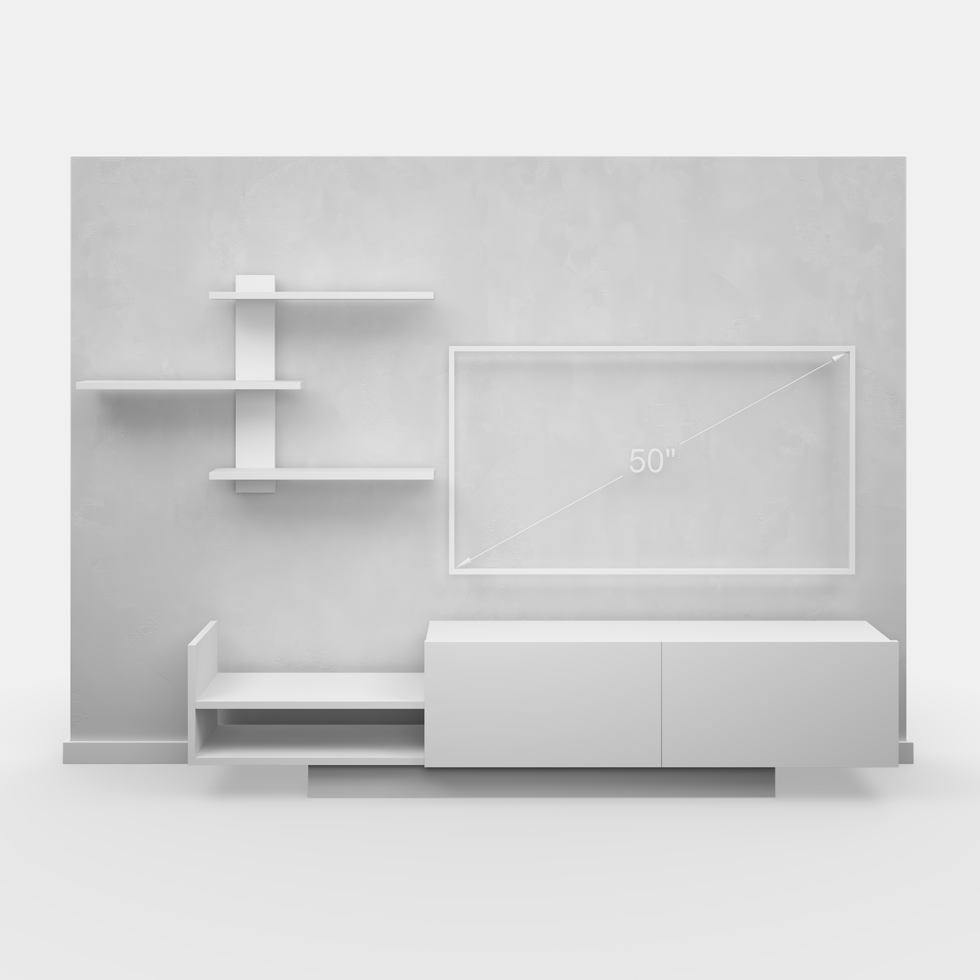 Ada Home Décor 4 Tier Rutter TV Stand with Doors for TVs up to 53", White