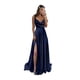 thumbnail image 1 of Vestido de fiesta Monvelli para mujer, talla grande, satinado, azul marino, 1 of 7