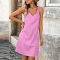 thumbnail image 6 of IUYRTFE Women's Sleeveless V-Neck Mini Dress with Pockets Adjustable Straps Casual Loose Fit Summer Tank Dress, 6 of 8