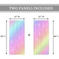 thumbnail image 3 of Rainbow Curtains 52Wx84H Inch Rod Pocket Kids Pastel Cute Colorful Cartoon Sky Shiny Stars Art Printed Girls Princess Women Living Room Bedroom Window Drapes Treatment Fabric 2 Panels, 3 of 3