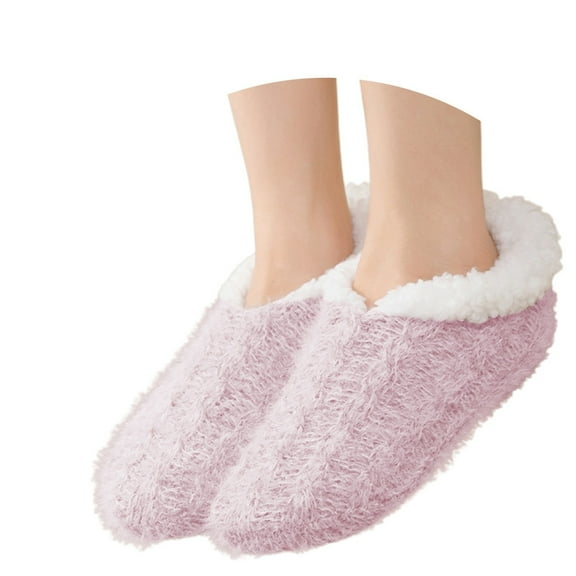 Slipper Socks For Women With Grippers, Fuzzy Womens Slipper Socks With Non Bottoms, Cozy Warm House Slippers