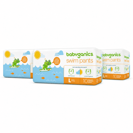 Babyganics Color Changing Disposable Swim Diapers, Large, 10 Count, 3 Pack