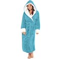 thumbnail image 1 of Batas Prolriy para mujer, bata de dormir larga de felpa con aislamiento, color a juego, para otoño e invierno, con gorro y cinturón, talla S, color azul, 1 of 8