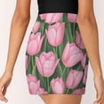 thumbnail image 5 of Bouquet of Pink Tulips Flowers Women's Shorts Non-Slip Single Pocket A-line Trouser Skirt Summer Shorts Casual Shorts for Women, 5 of 7