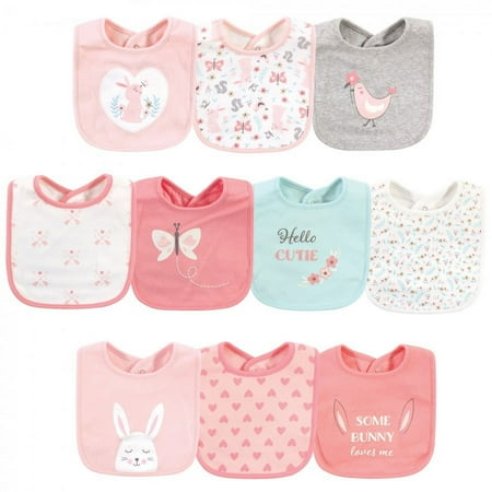UPC: 0660168523904 | Hudson Baby Infant Girl Cotton Bibs Sweet Bunny One Size