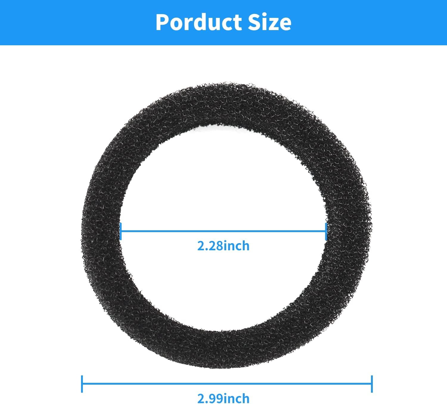 32-Pieces Pet Water Fountain Filter Sponge Replacement for 2.5 L/84 oz 2.2 L/ 74 oz Stainless Steel Cat Fountains, Black Round Filter Foam for stainless steel Cat Drink Fountains