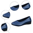 thumbnail image 7 of Ballet Flat Shoes for Women Shine Leather Round Toe Slip on Low Wedge Heel Business Work Dress Shoes Casual Walking Shoes Blue Size 6.5, 7 of 7