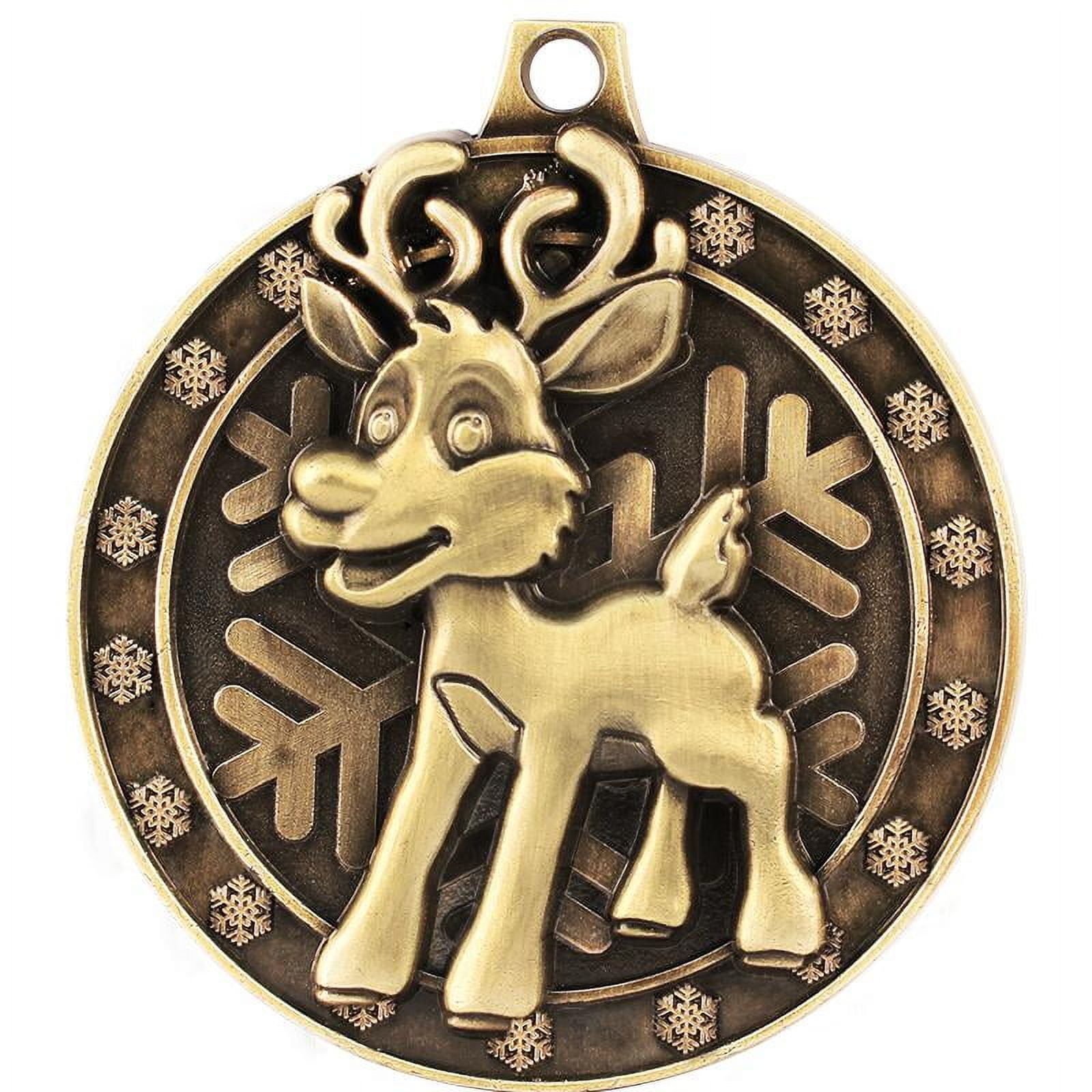 Reindeer Medals, 2" Gold Diecast Reindeer Medal Award 5 Pack
