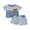 Style1:Blue, variant on Toddler Baby Boys Summer Waffle Outfits 3M-5Y Checkerboard Print 2Pcs Short Clothes Set