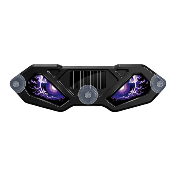 BYJKING Solar Devil LED Car Ornament, 6.02*1.89 IN Dynamic Dashboard Figure with Lighted Expression for Halloween Auto Decor and Gifts Purple