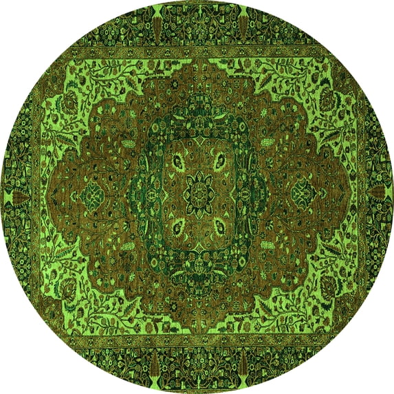 Ahgly Company Indoor Round Persian Green Traditional Area Rugs, 4' Round