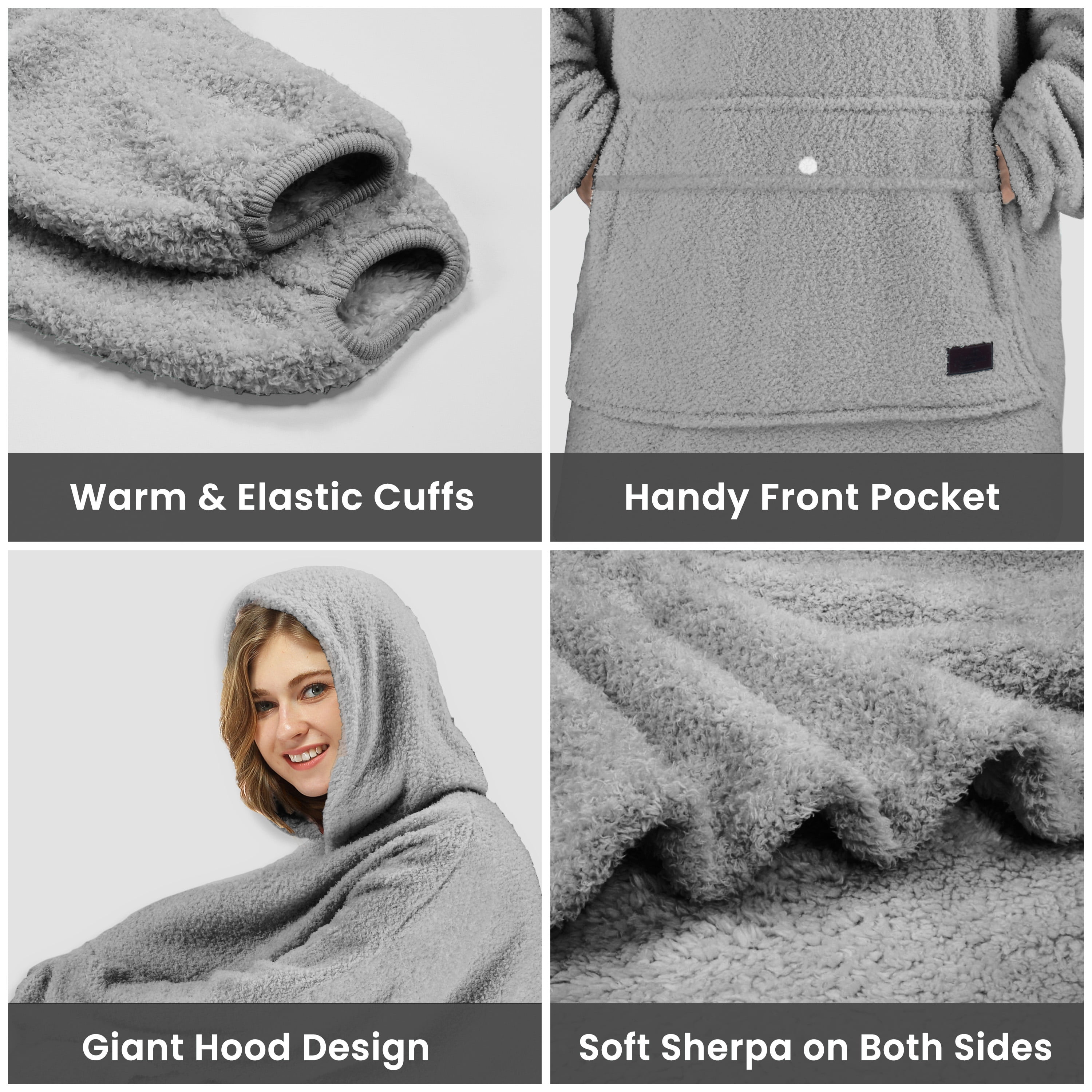 Tirrinia Oversized Wearable Blanket Hoodie, Fleece Home Blanket Sweatshirt, Warm Blanket with Sleeves, Gift for lover