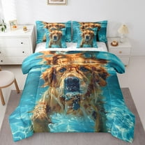 Erosebridal Cute Dog Bed in a Bag Twin size, Pet Lover Bed Set, Ocean Animal Decor, Reversible 7 Pieces