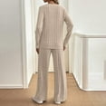 thumbnail image 7 of Enjoytime 2 Piece Outfits for Women Solid Color Long Sleeve Button Down Shirts Straight Pants Knitted Loungewear Casual Business Work Matching Sets Beige M, 7 of 7